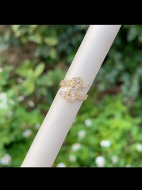 Gold Crystal Open Ring - Elegant Women’s Jewelry